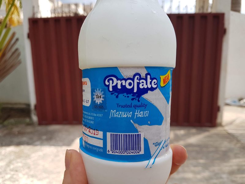 Milk in a plastic bottle